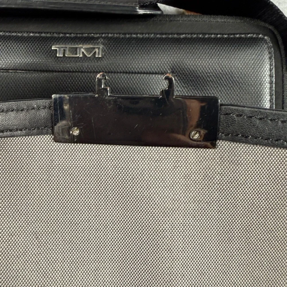 TUMI TICON 32602DT Slim Flap Briefcase Black Leather Nylon w Tablet Case